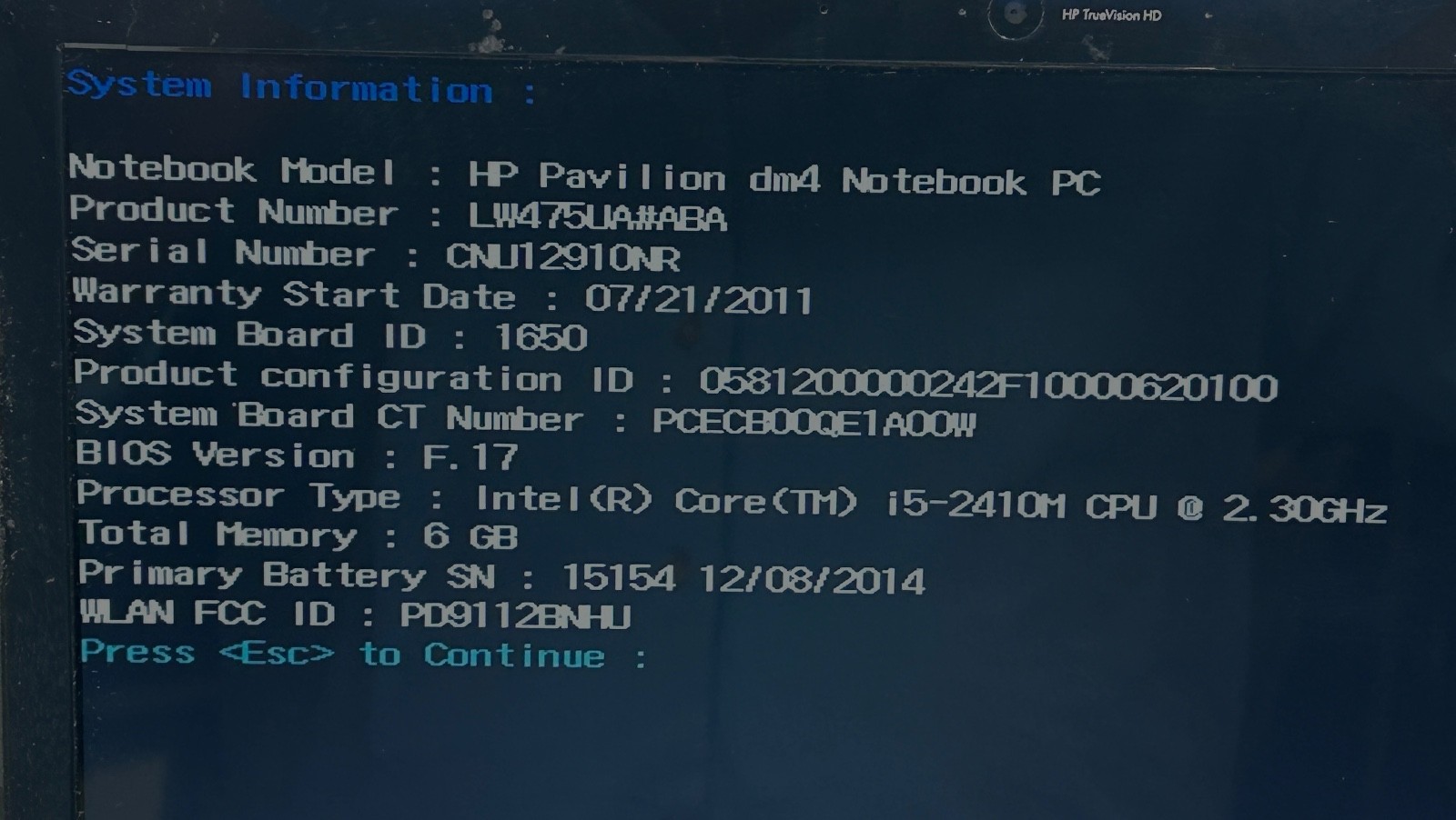 HP Pavilion DM4 14″ Laptop Core i5-2410M 6GB RAM No Drive