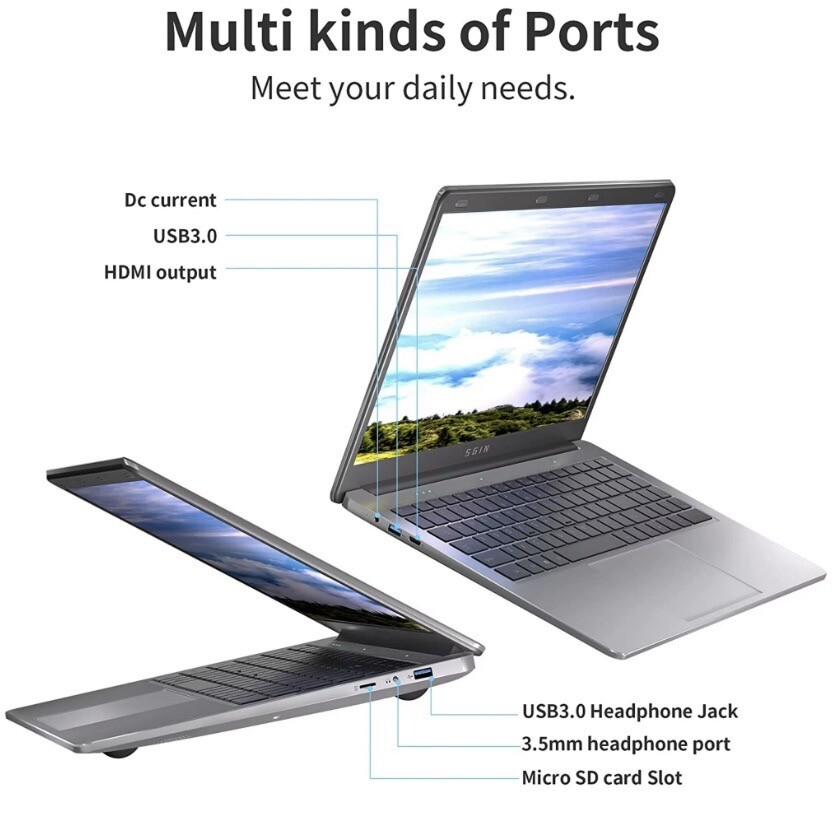 SGIN 15.6inch Laptop, Full HD 1920×1080 With 4 Core Intel Up To 2.8GHz