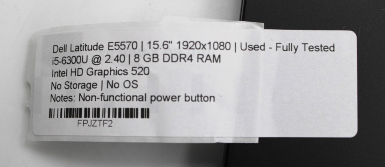Dell Latitude E5570 i5-6300U@2.4GHz 8GB DDR4 NO STORAGE OR OS *USED/TESTED*