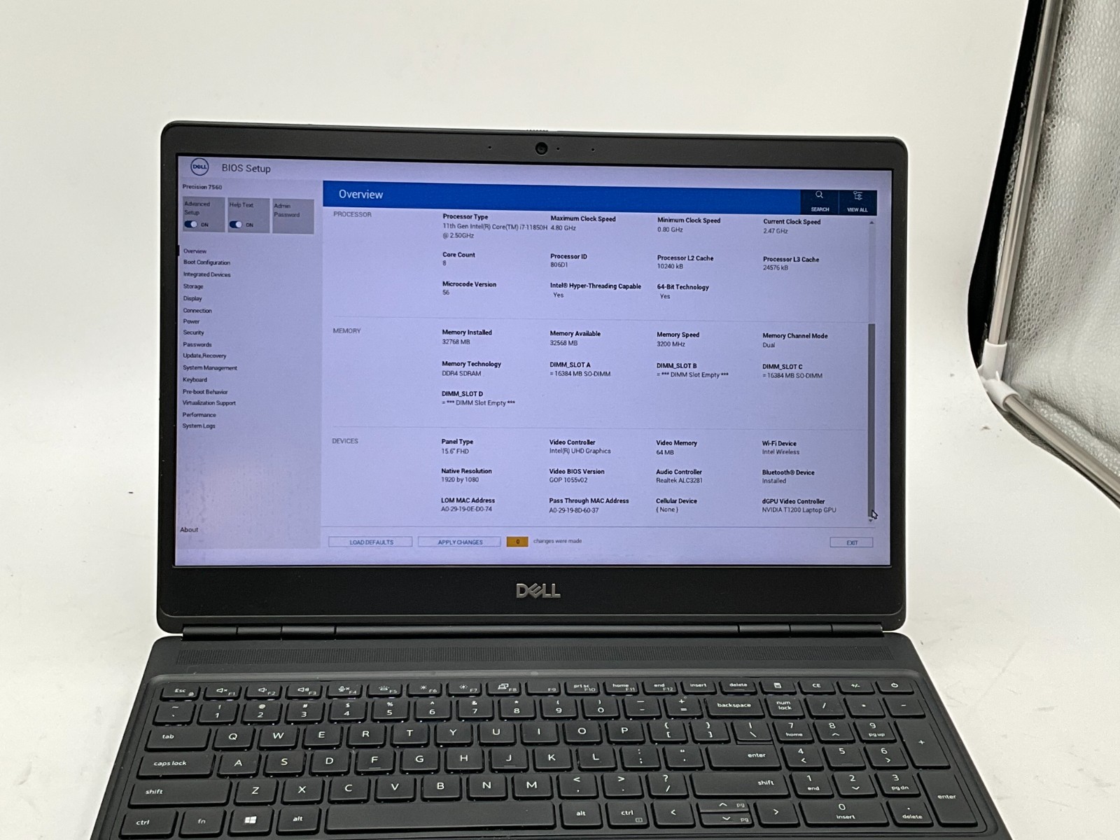 DELL Precision 7560 i7-11850H 2.50g 32GB 1tb T1200 15.6″ WIN11 Laptop 1S3S2J3