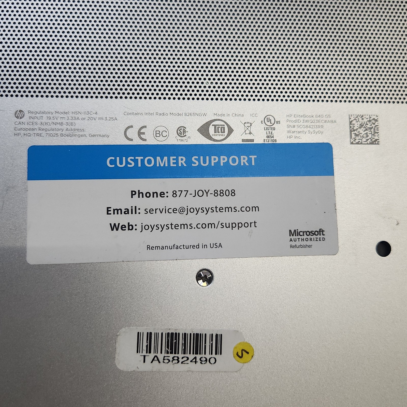 Hp Elitebook 840 G5 14In Laptop Intel 8265 Wifi Windows Silver NEEDS WIN RELOAD