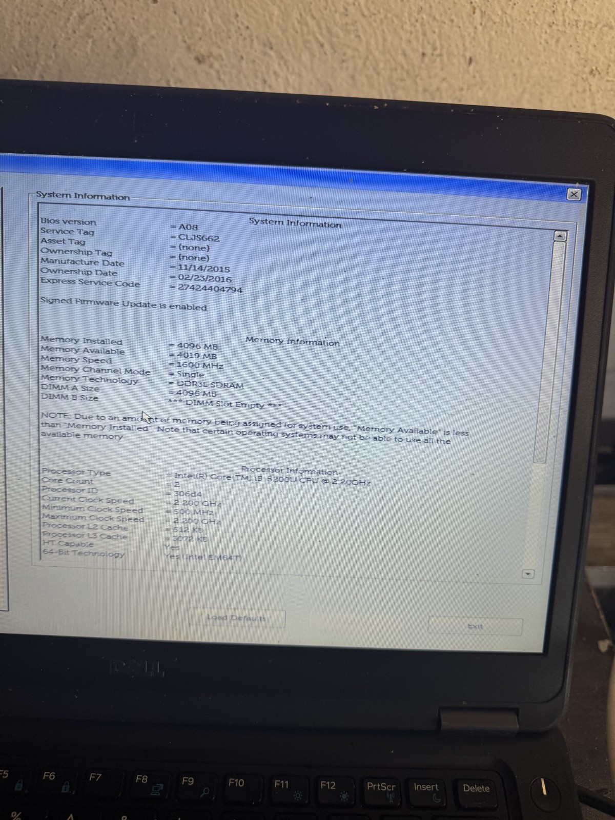Dell Latitude E5450 Core i5-5200U, 4GB RAM Laptop for Repair #5425