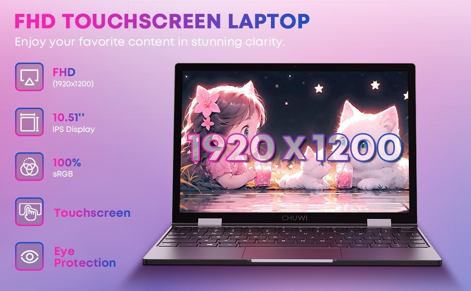 CHUWI MiniBook X 10.51″ Windows 11 Laptop Intel N150 up to 3.6GHz 16GB 512GB SSD