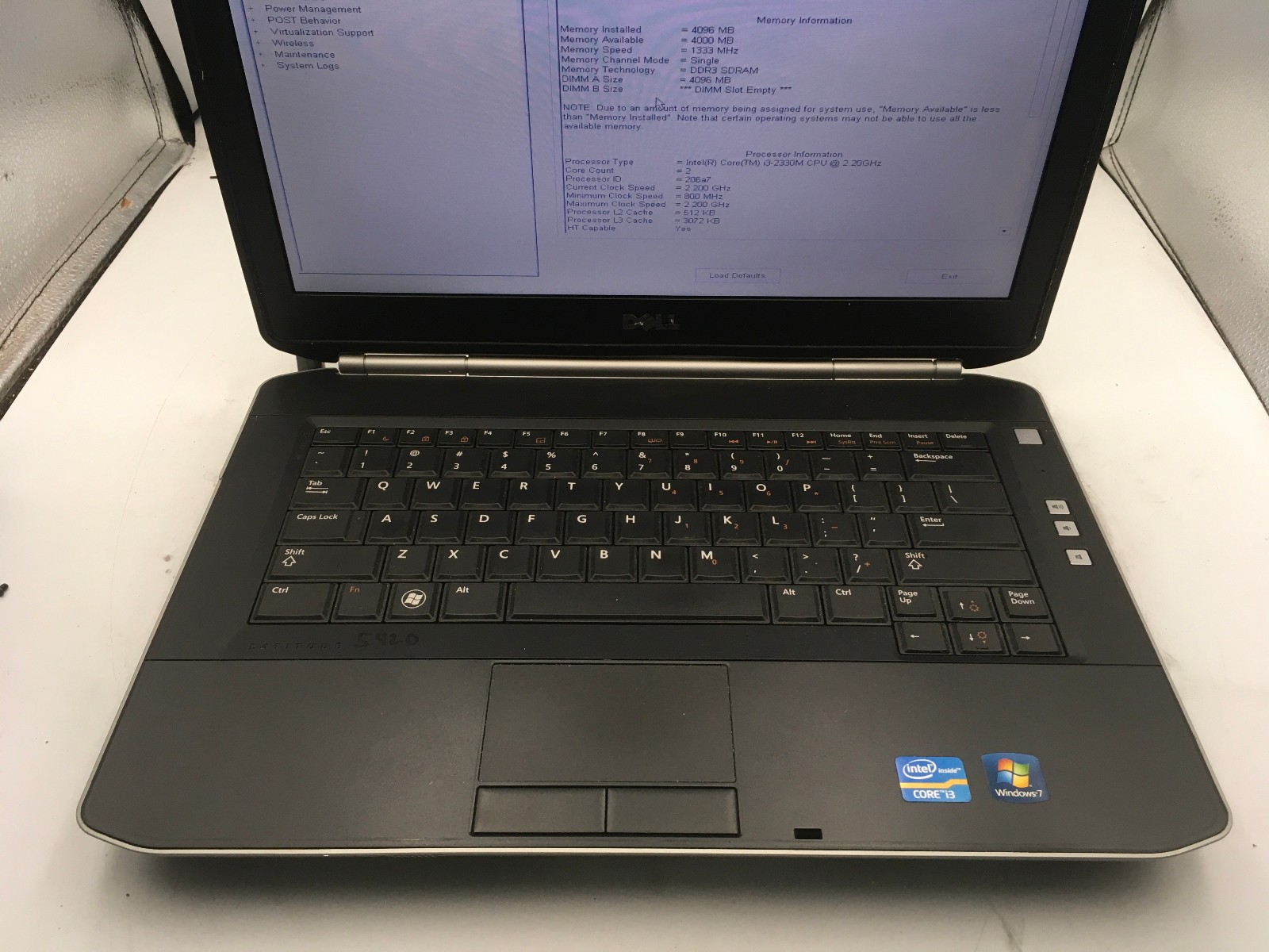 DELL LATITUDE E5420 – BOOTS TO BIOS – INTEL I3 2330M – NO RAM – READ DESC – BB