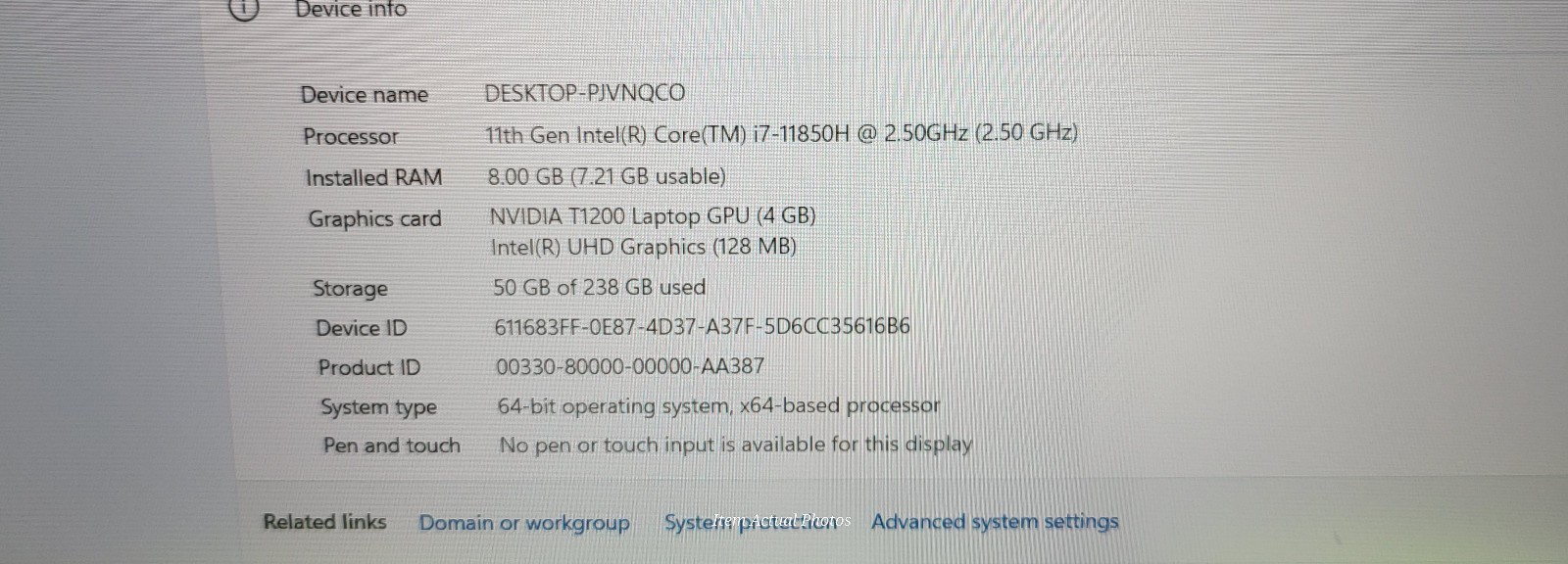 Dell Precision 7560 i7-11850H 8GB 256Gb – Nvidia T1200 windows 11 Pro