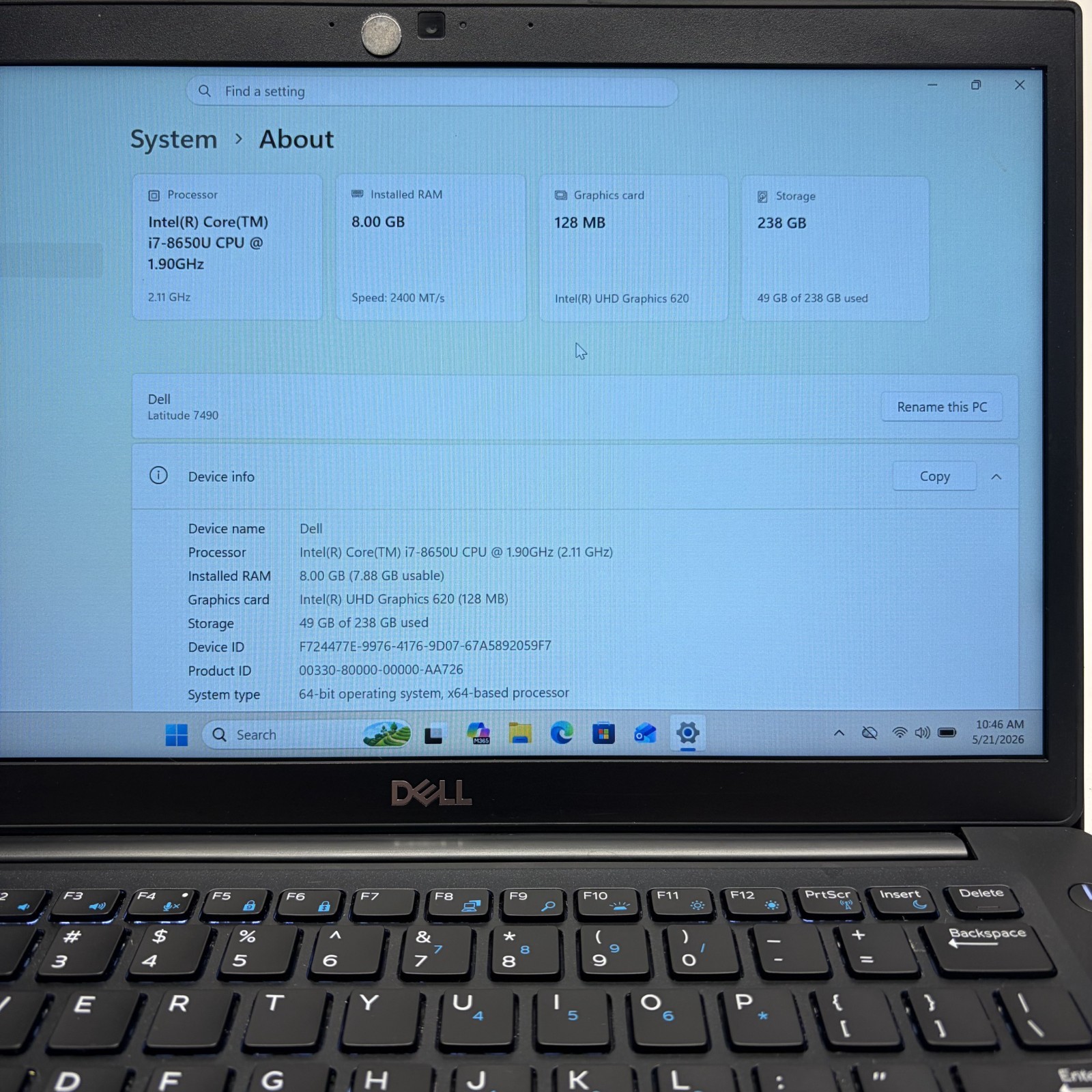 Dell Latitude 7490 w/ Power Supply
