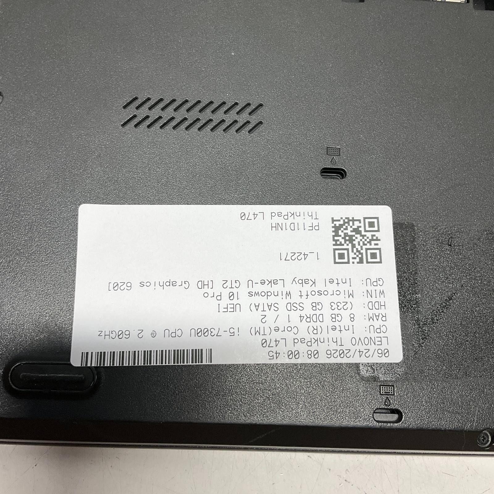 Lenovo ThinkPad L470 14″ | 2.60GHz Dual Core i5-7300U | 8GB 250GB SSD NO BATT