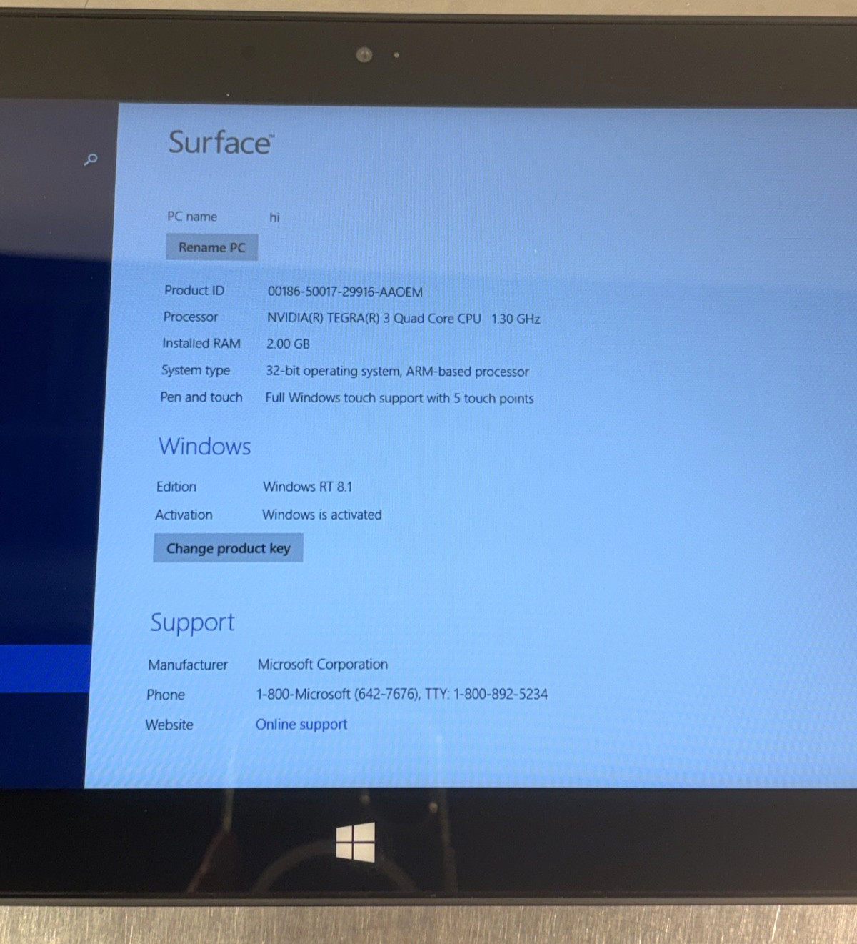 Microsoft Surface RT 64GB 10.6″ Tablet Model 1516 Windows RT 8.1 w/ Charger