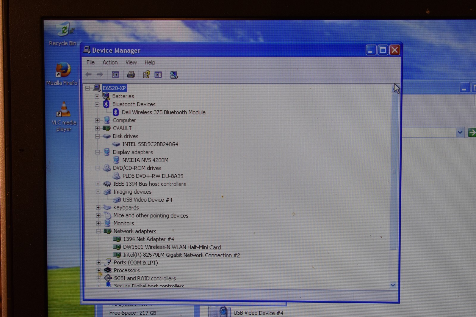 Dell Latitude E6520 Intel Core i7-2620M 4GB RAM 250GB HDD Windows XP Pro NVidia