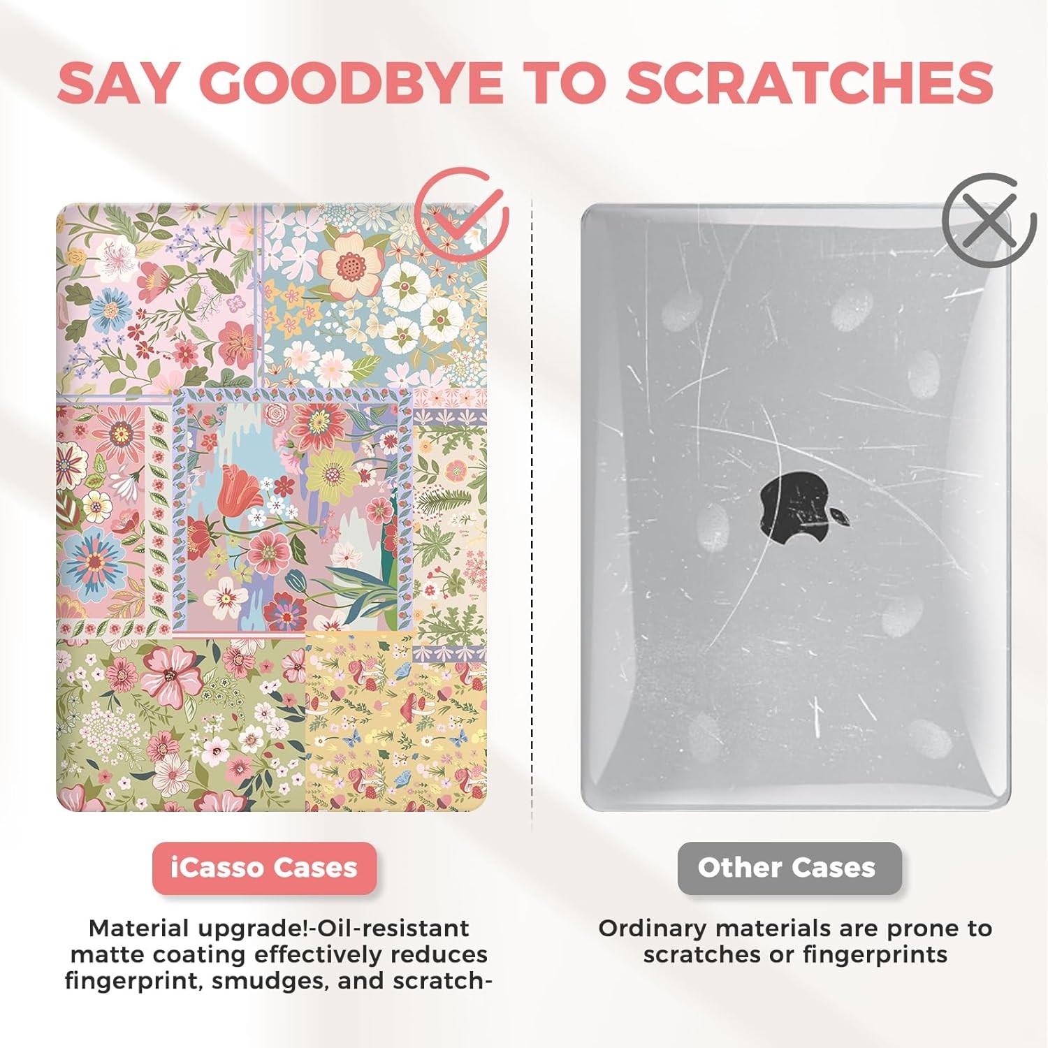 Screen Protector for MacBook Air 13 inch, Anti Glare, Flower Hard Shell Case