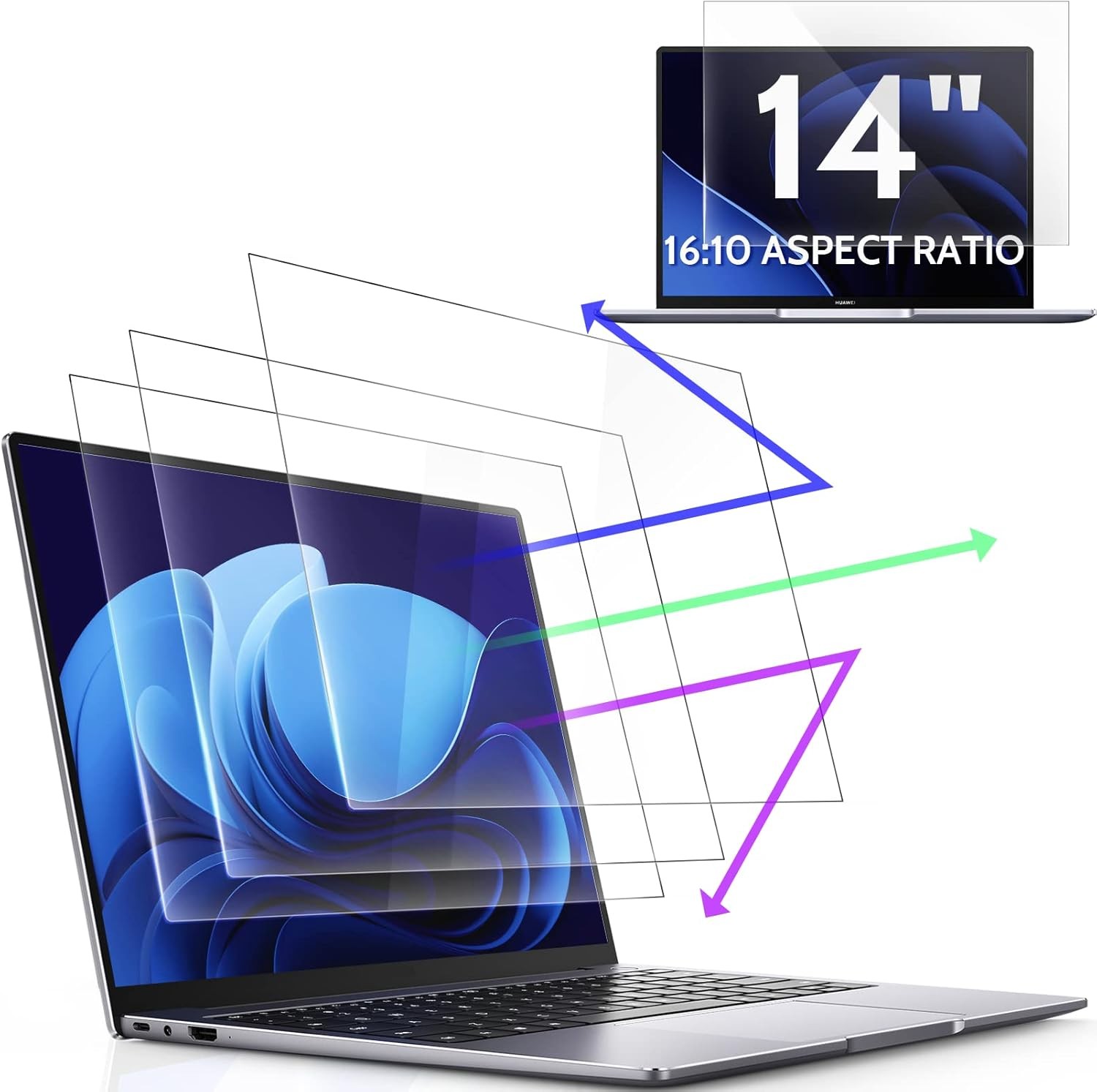 3 Pcs 14 Inch Anti Blue Light Screen Protector for Lenovo Hp Dell Acer Asus Sams