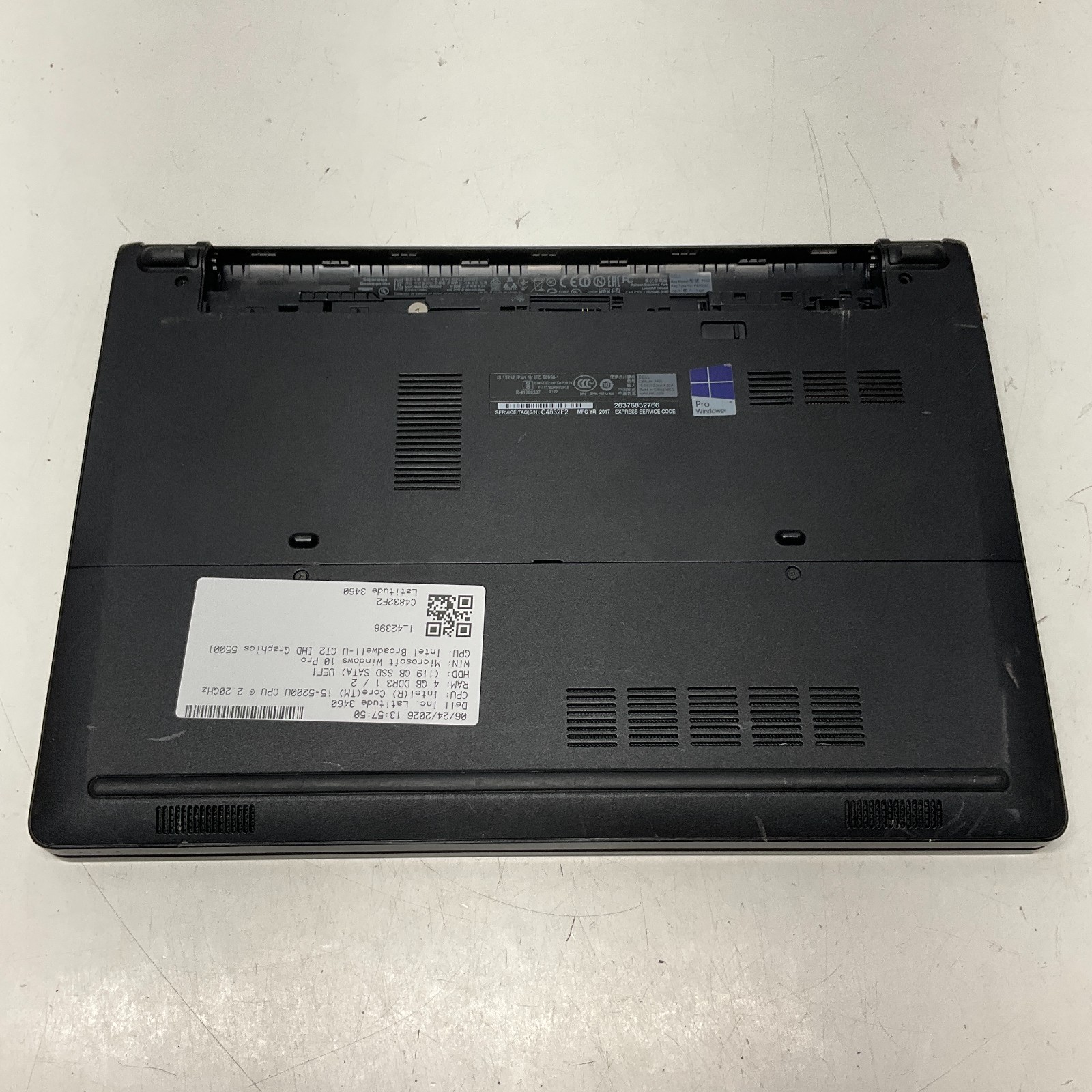 Dell Latitude 3460 Intel Core i5-5200U 2.20GHz 4GB 128GB SSD Win 10 Pro NO BATT