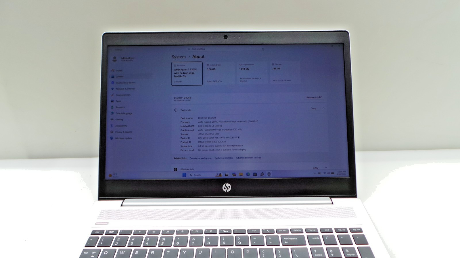 HP ProBook 455 G6 | 15.6″ | AMD Ryzen 5 2500U | 8GB RAM 256GB NVMe | WIN 11 PRO