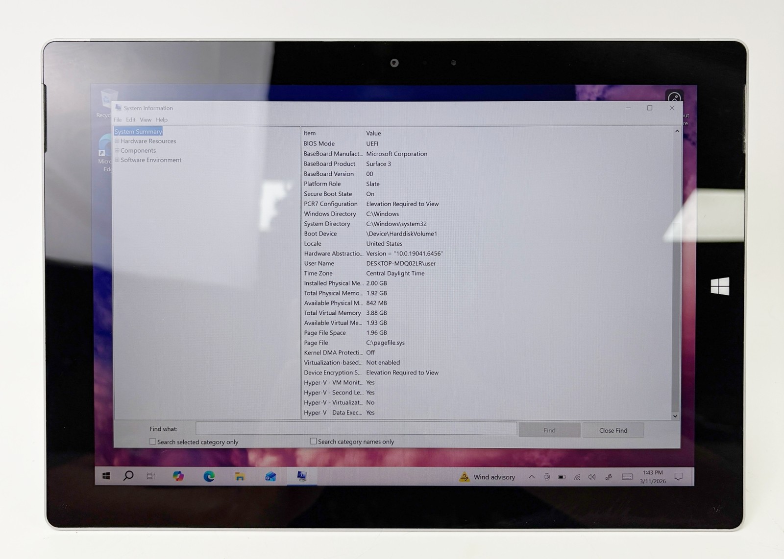 Microsoft Surface 3 1645 64GB 2GB RAM X7-Z8700 10.8″ Wi-Fi LTE