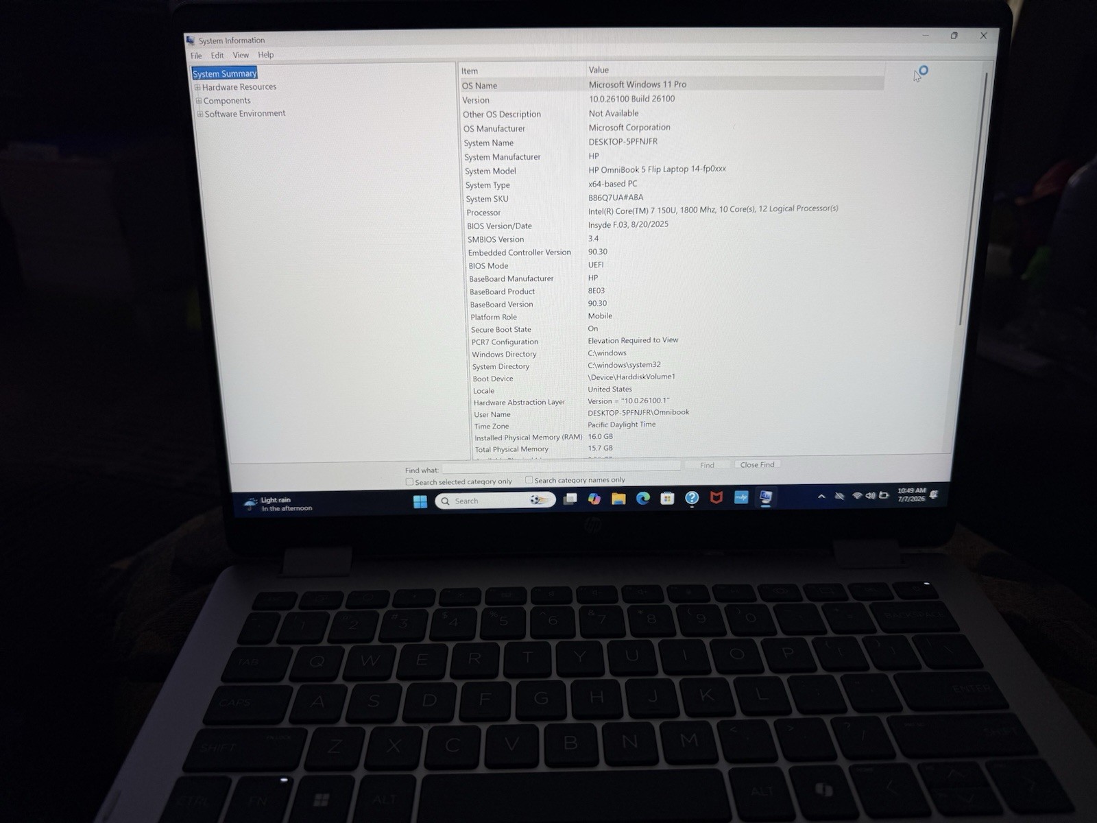HP OmniBook 5 Flip 14-fp0023dx 14″ Intel Core 7 150U 16GB DDR5 512GB SSD W11H
