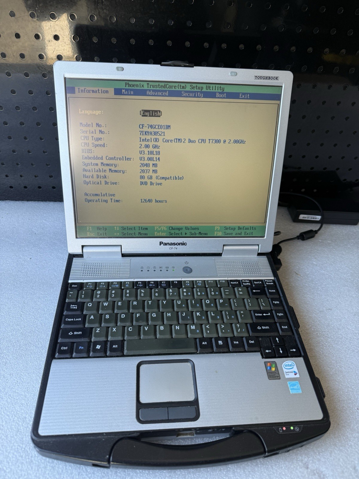 Panasonic CF-74 Toughbook Intel Core 2 Duo 2GB RAM 80GB HDD No OS 12640 Hours
