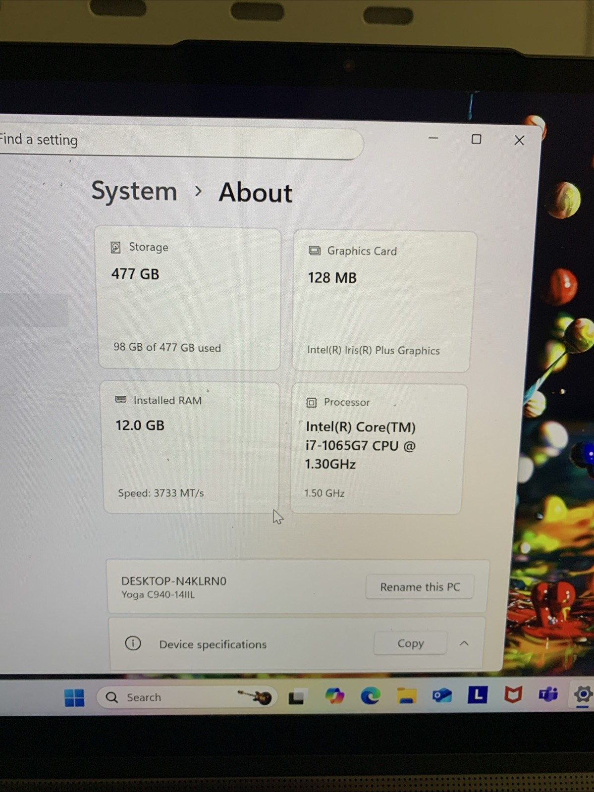 Lenovo Yoga C940-14 FHD Touch 10th gen i7 1065G7 12GB 512GB SSD MICA – Win 11Pro