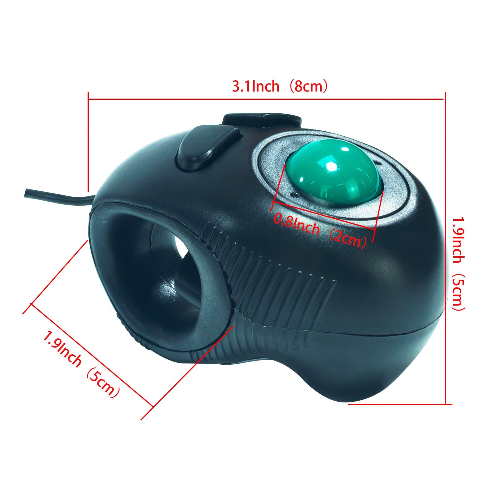 YUMQUA Finger Mouse Handheld Trackball Mouse Fingertip Mini 4D USB Wired Pointer