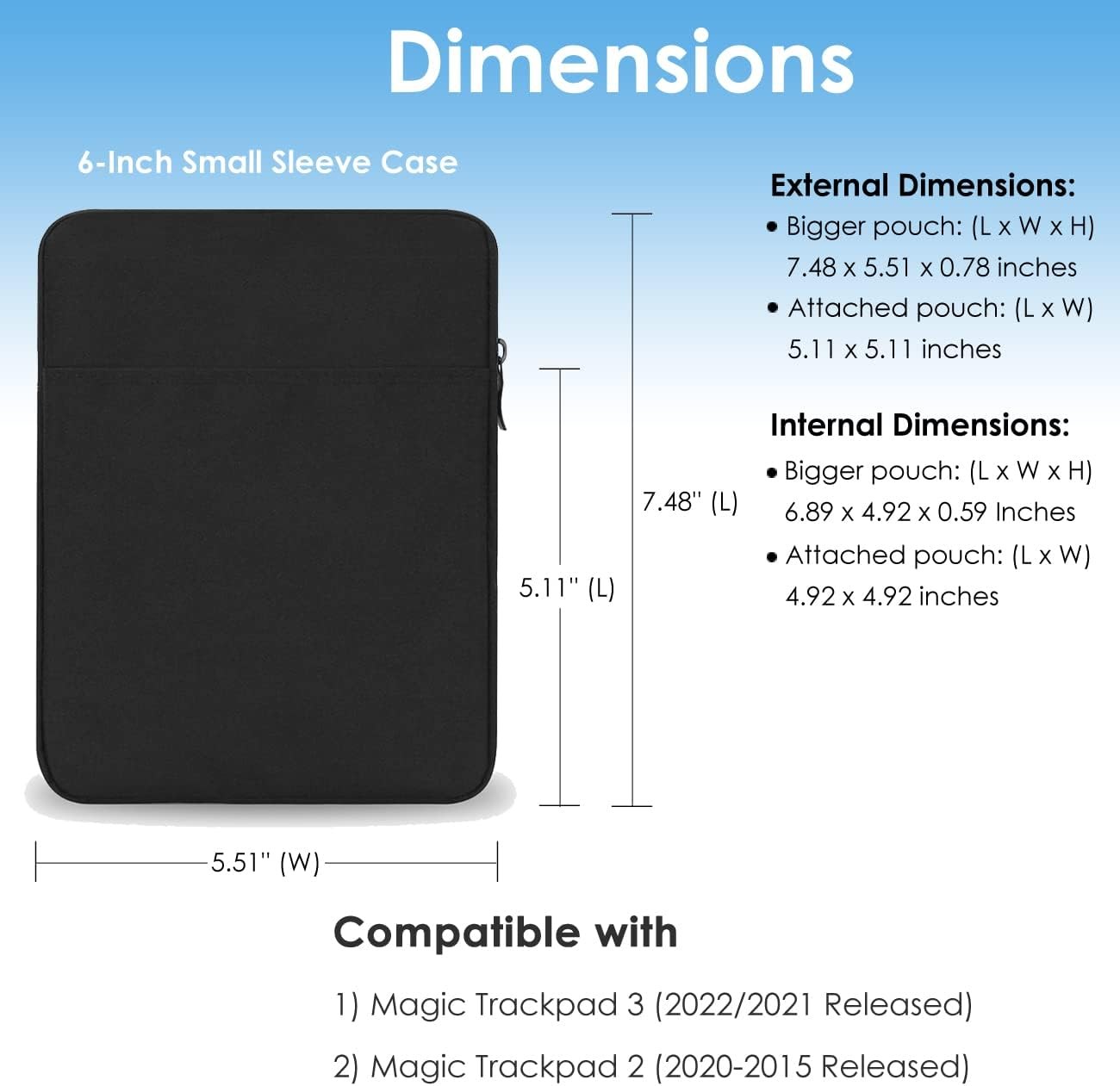 Premium Water-Resistant Sleeve Case Protector for Apple Magic Trackpad 3 / 2