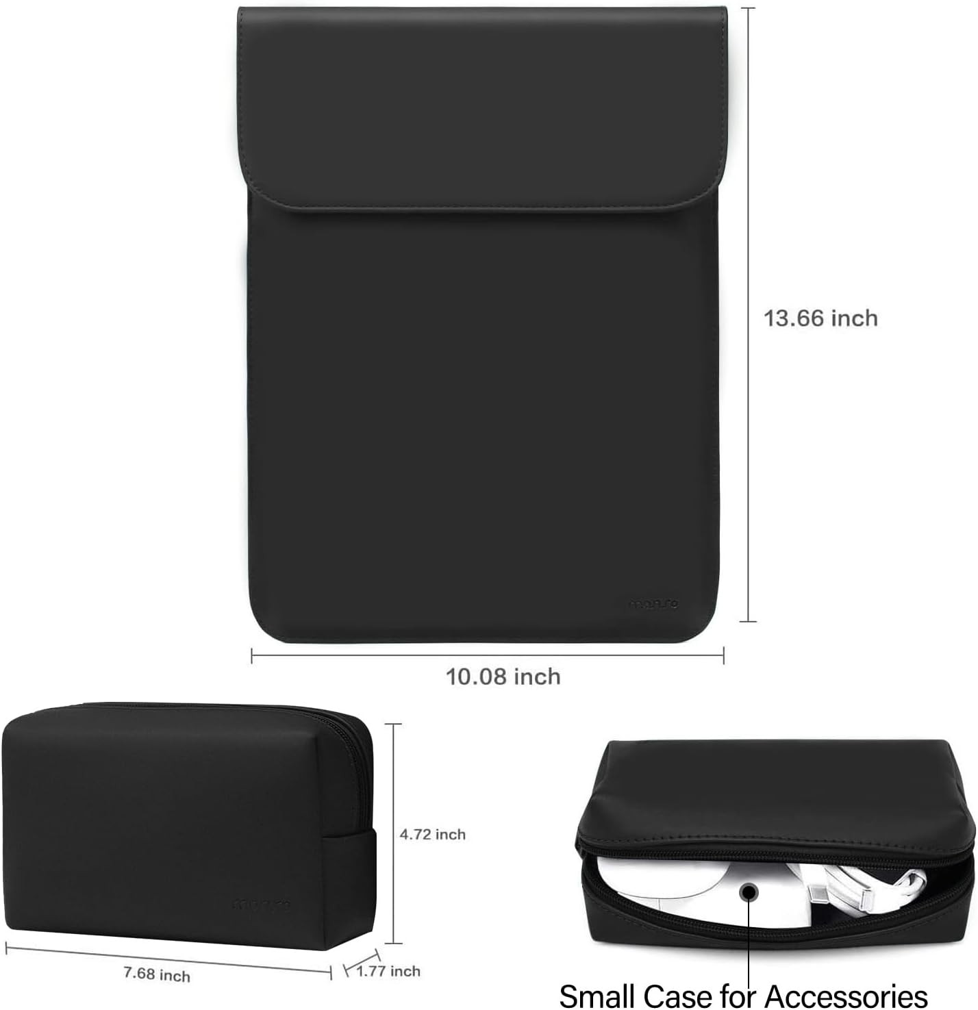 Black 13-13.3 Inch Laptop Sleeve Case for MacBook Neo 13, Pro, Air, Faux Suede