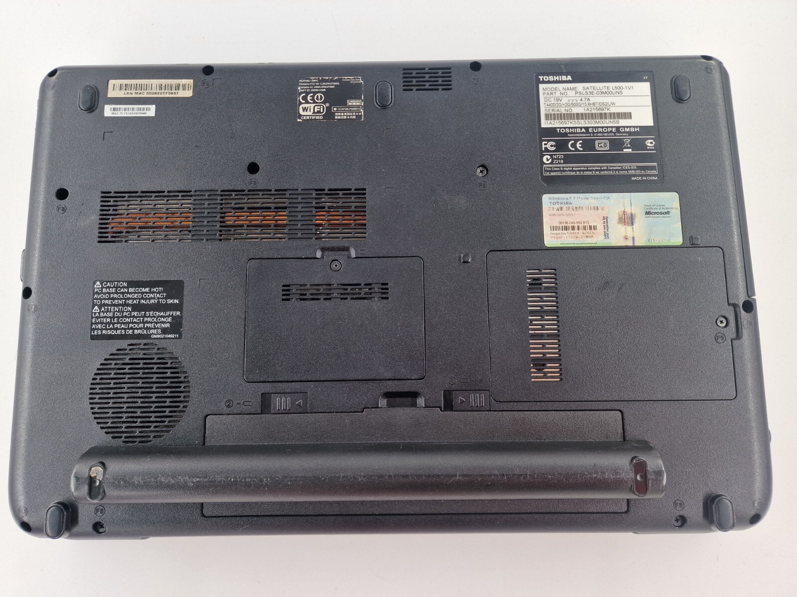 Lenovo Satellite L500-1V1 Full Computer For Parts Notebook Laptop 1A215697K