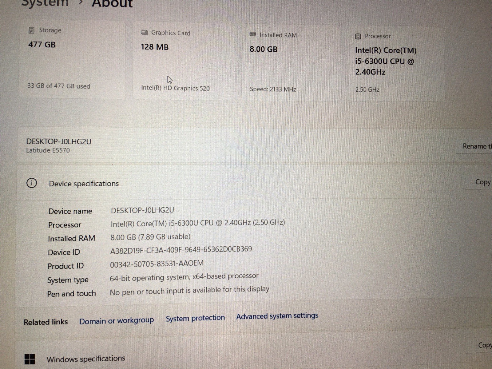 Dell Latitude E5570 512gb SSD Win 11 i5-6300U 2.50ghz 8gb Ram Hdmi Webcam