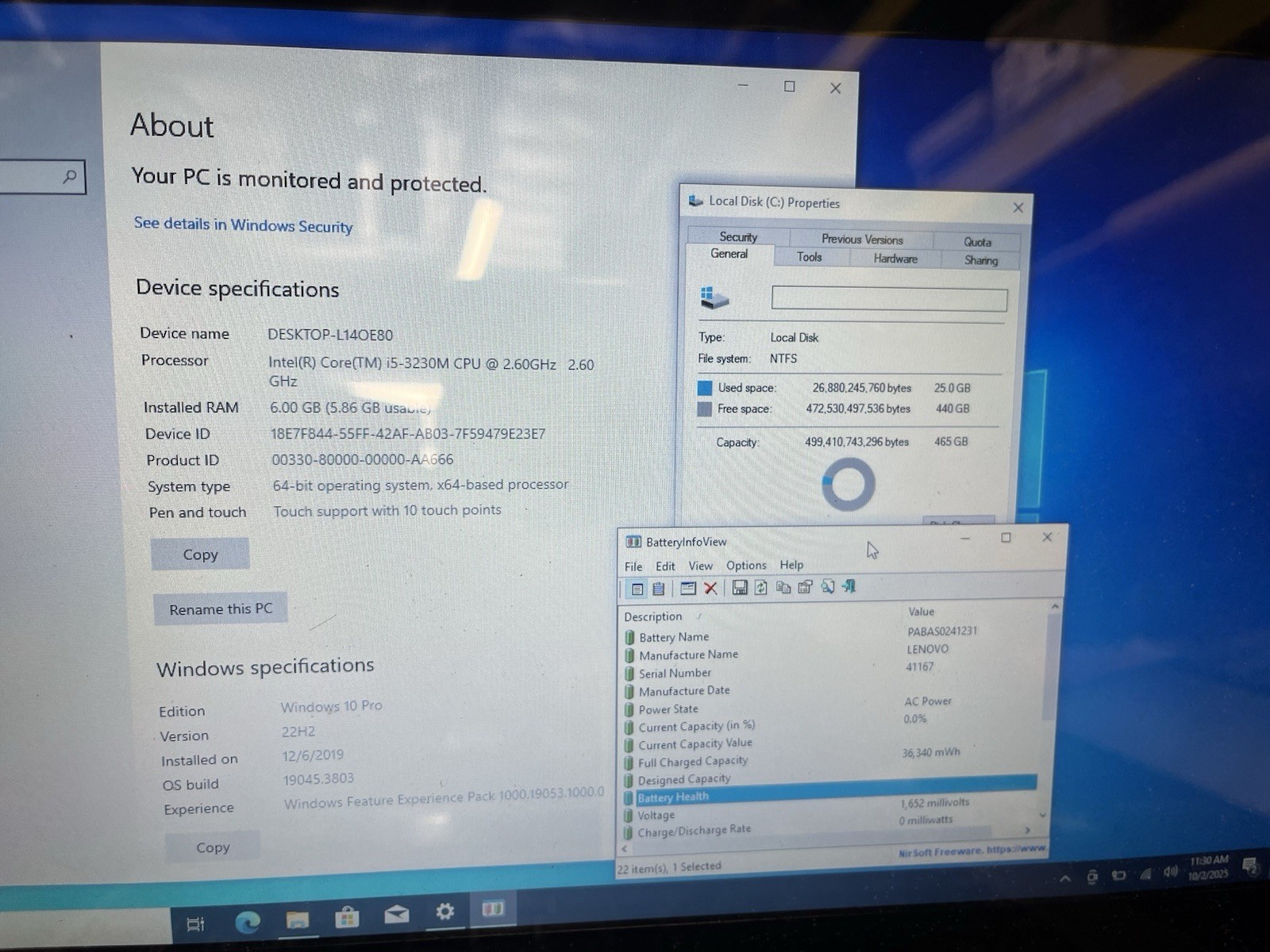 Lenovo Ideapad P400 [Touchscreen] i5-3230M @2.6GHz 6GB RAM 500GB Win10Pro