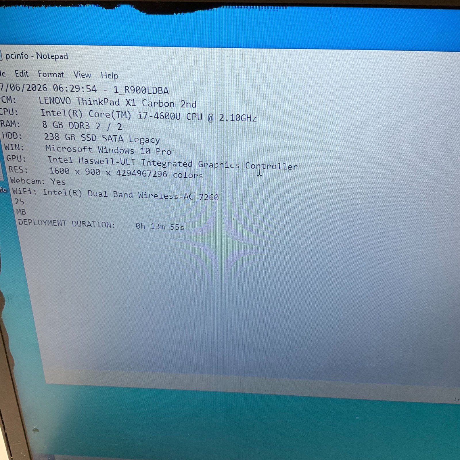 Thinkpad X1 Carbon 2nd Gen i7-4600U 2.69GHz Laptop 8GB RAM 256GB SSD Win 10 READ
