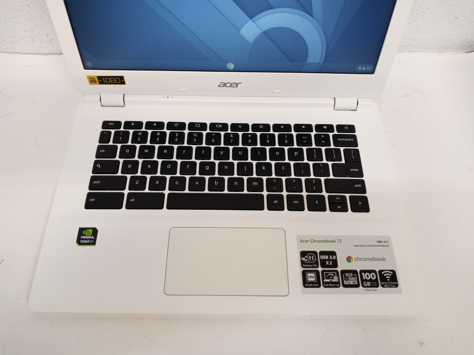 Acer 13 CB5-311-T9B0 Chromebook 13.3″ NVIDIA @ 2.10Ghz 2GB RAM 16GB SSD ChromeOS