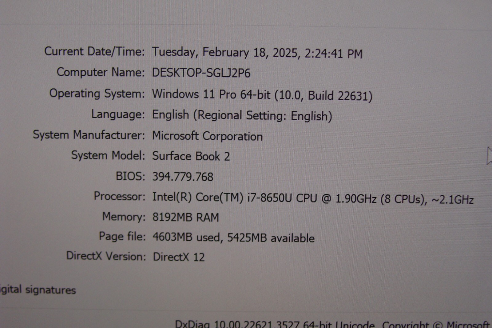 Microsoft Surface Book 2 1832 13.5″TOUCH i7-8650U 1.9GHz 8GB 1TB SSD BAD Battery