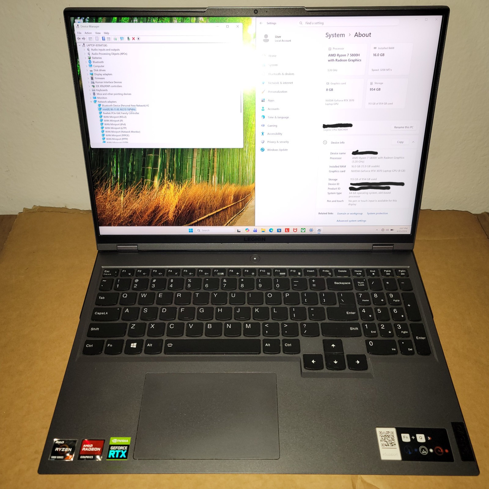 Lenovo Legion 5 Pro 16ACH6H AMD Ryzen 7 5800H 16GB RAM 954GB SSD NVIDIA RTX 3070
