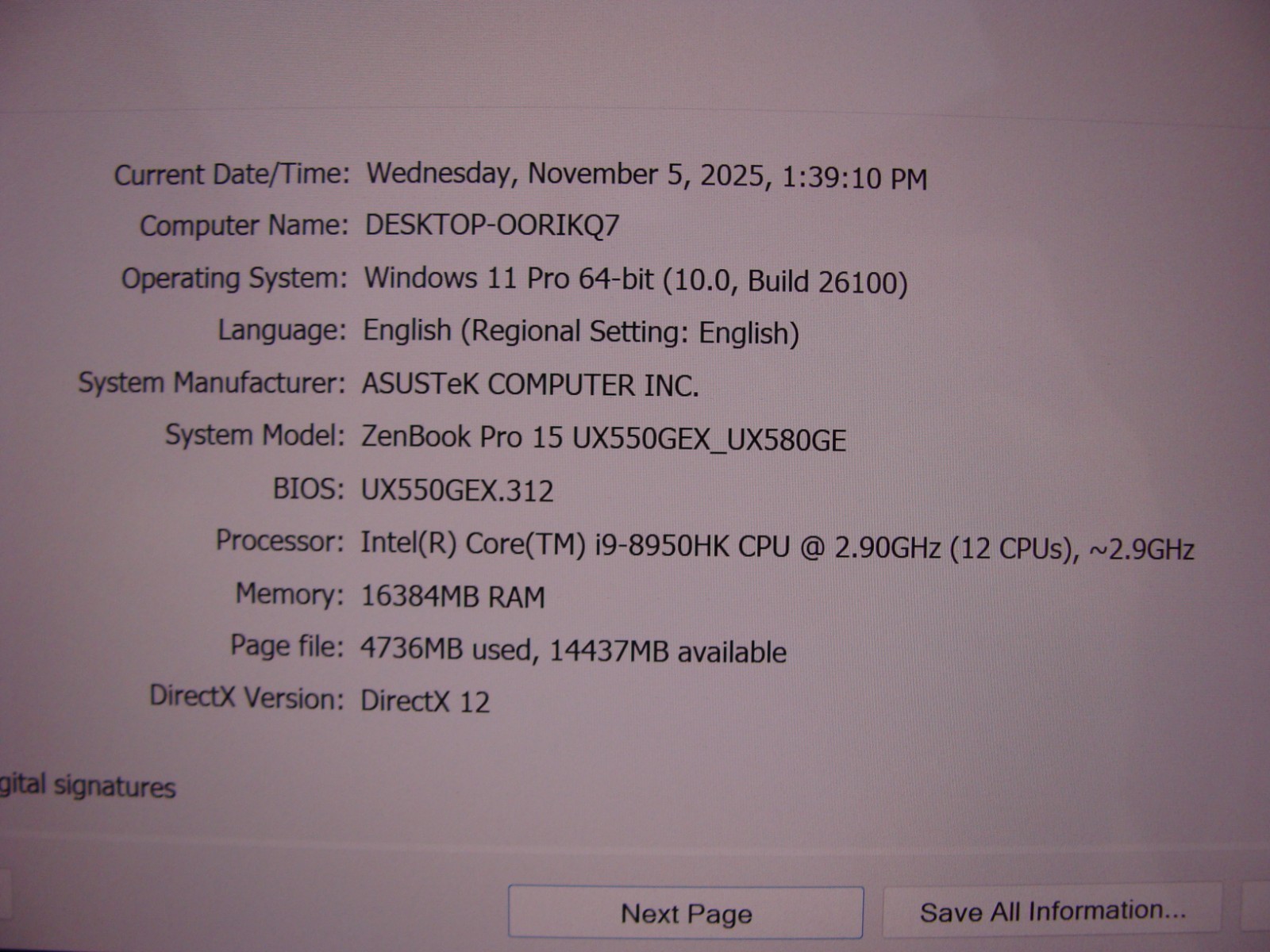 Asus ZenBook Pro 15 UX580GE UHD 4K Touch i9-8950HK 2.9GHz 16GB 512G GTX 1050 Ti
