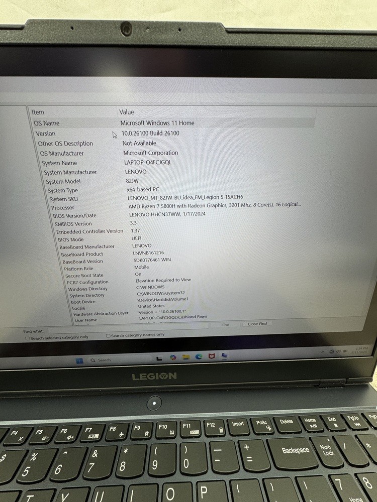 Lenovo Legion S7 15ACH6 15.6″ FHD RYZEN 7 5800H NVIDIA RTX 3050 8GB RAM 512GB