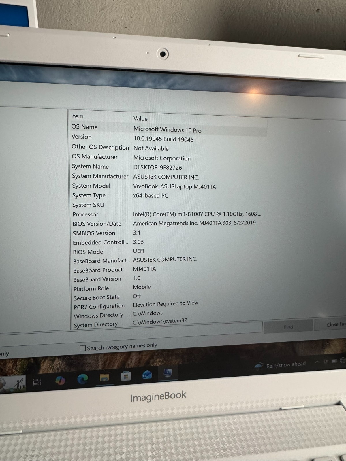 ASUS ImagineBook MJ401TA 14″ m3-8100Y 4GB 128GB SSD Windows 10 Pro Laptop