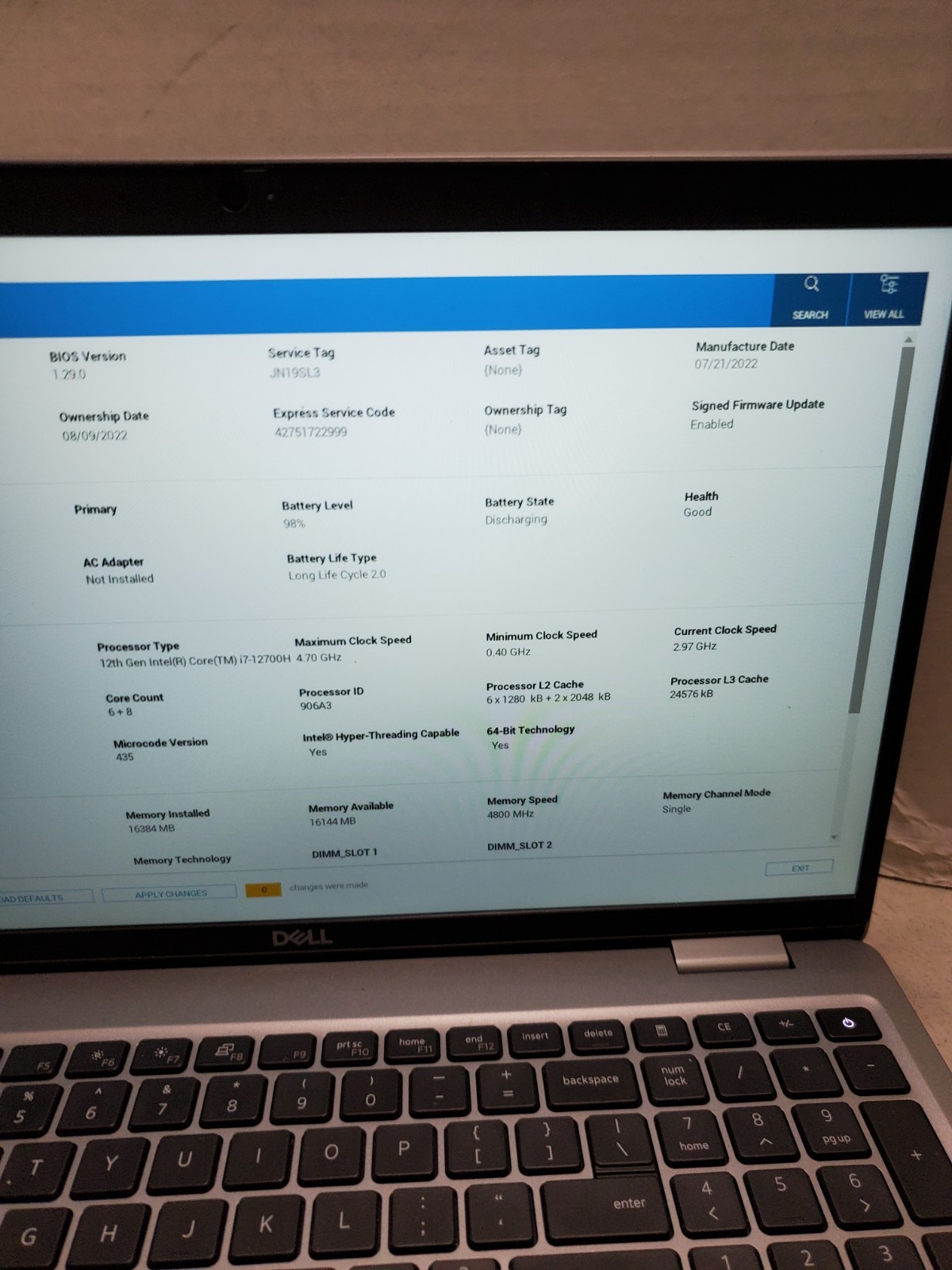 Dell Precision 3571 i7-12700H 16GB RAM 256GB SSD T600 Win11 READ! #69