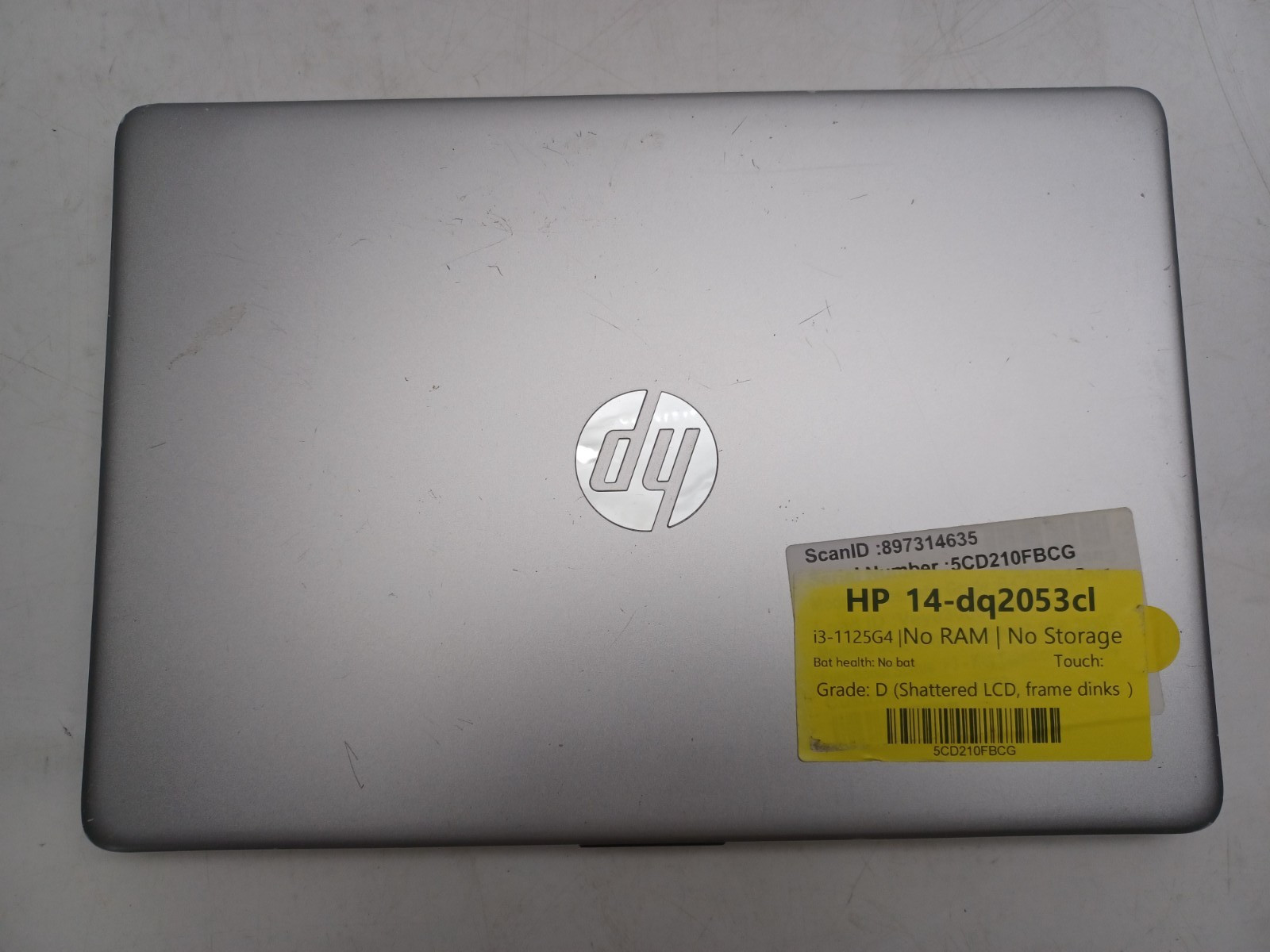 HP Laptop 14-dq2053cl i3-1125g4 NO RAM NO SSD NO OS NO BAT for parts/repair