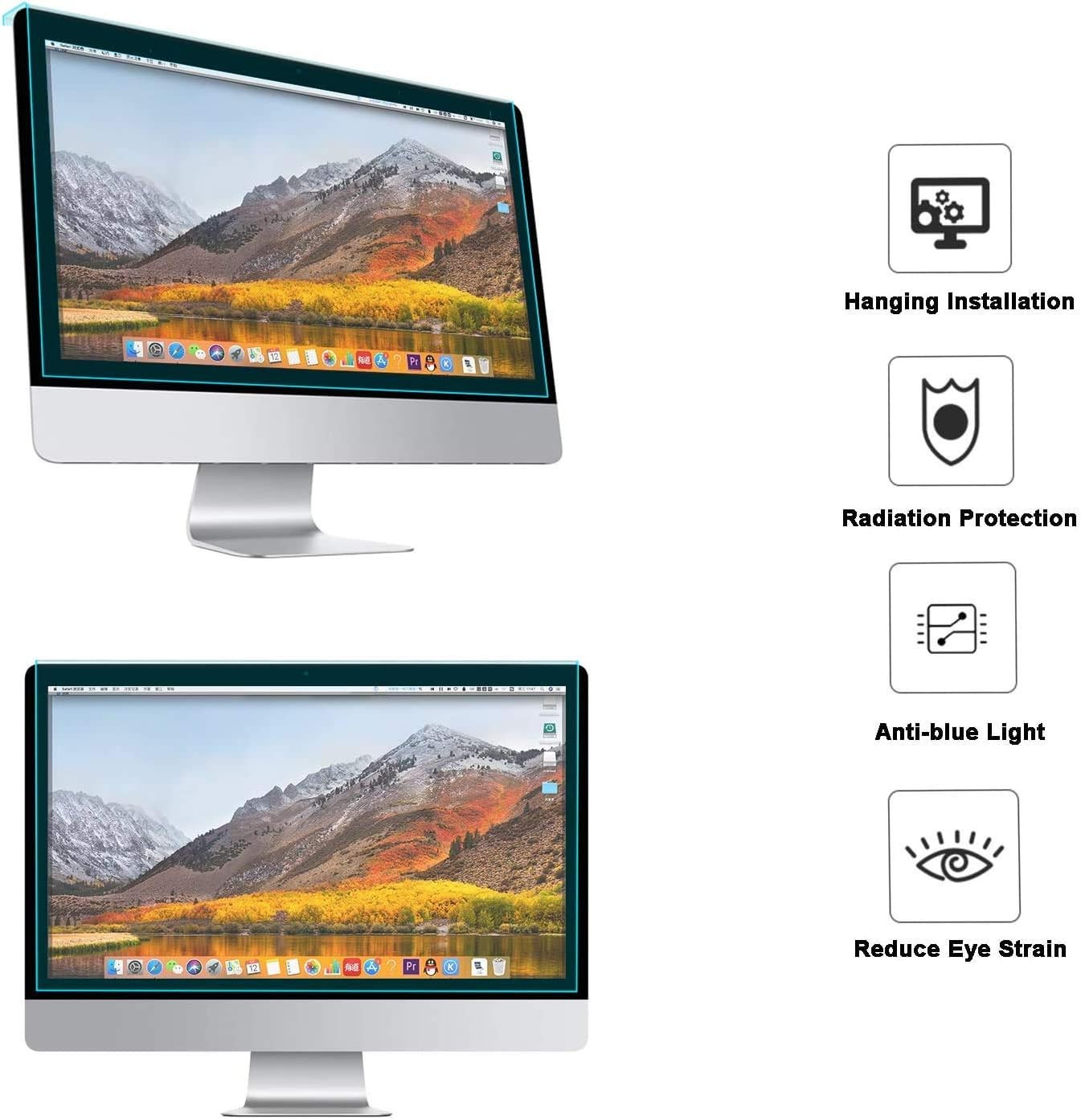 25-27 inch Computer Blue Light Blocking Screen Protector for 25, 25.5, 26.5, 27
