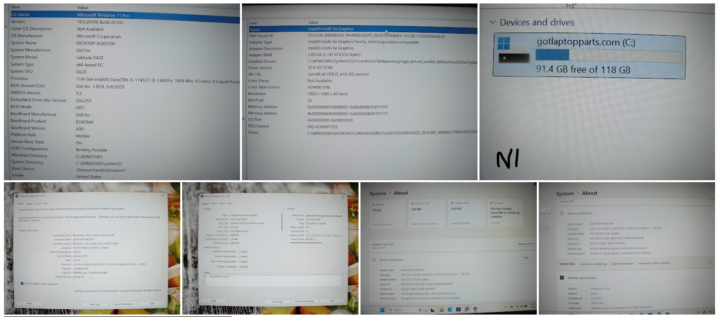 Dell Latitude 5420 15.6” FHD Intel Core i5-1145G7 2.6GHz 16GB 128GB SSD +Charge