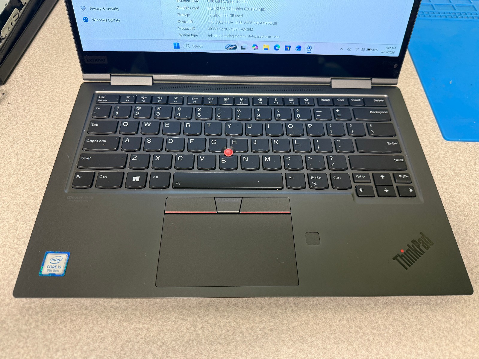 Lenovo ThinkPad X1 Yoga4Th Gen Touch Laptop 13.3″ Core i5 8GB RAM 256GB Storage