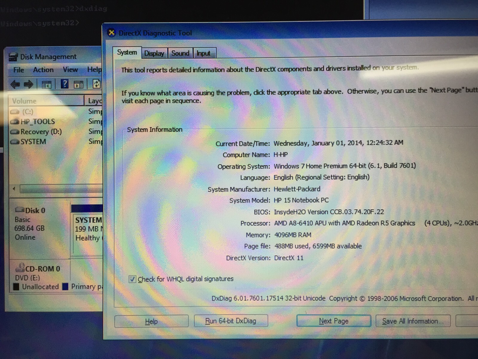 *Bad Battery*HP 15.6″ 15-f215dx 15-g013cl Laptop/AMD A8-6410/4GB RAM/750GB HDD