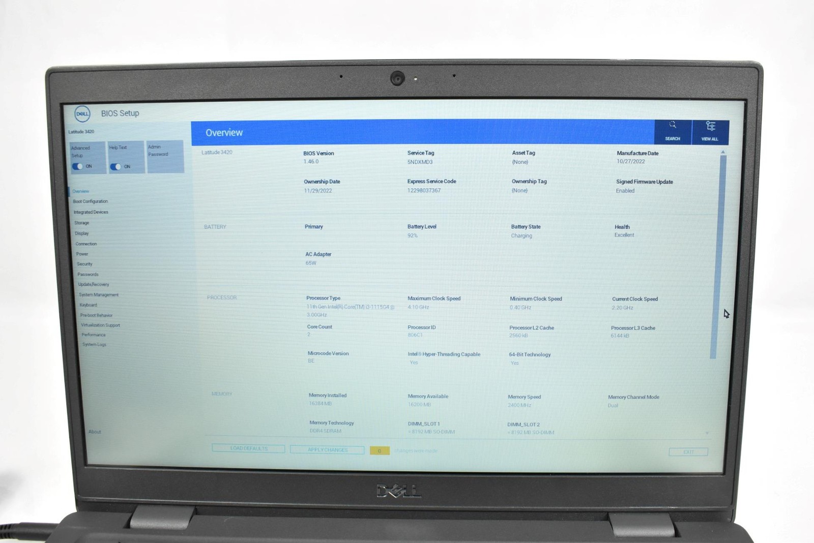Dell Latitude 3420 Laptop i3-1115G4 3.0GHz 16GB 256GB SSD 14″ No OS
