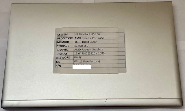 HP EliteBook 855 G7 AMD Ryzen 7 PRO 4750U 16GB DDR4-3200 512GB SSD Radeon