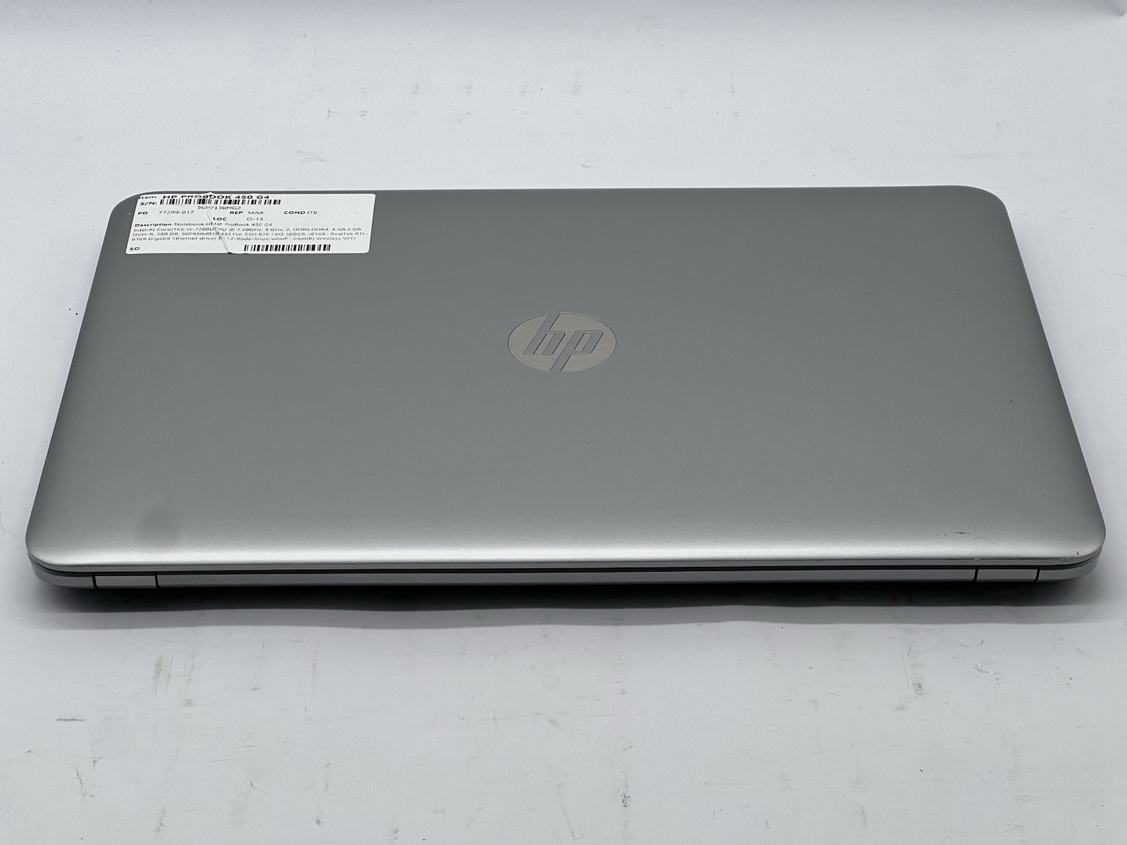 HP ProBook 450 G4, i5-7200U CPU, @ 2.50GHz, 8GB RAM, 500GB SSD-No OS/Charger