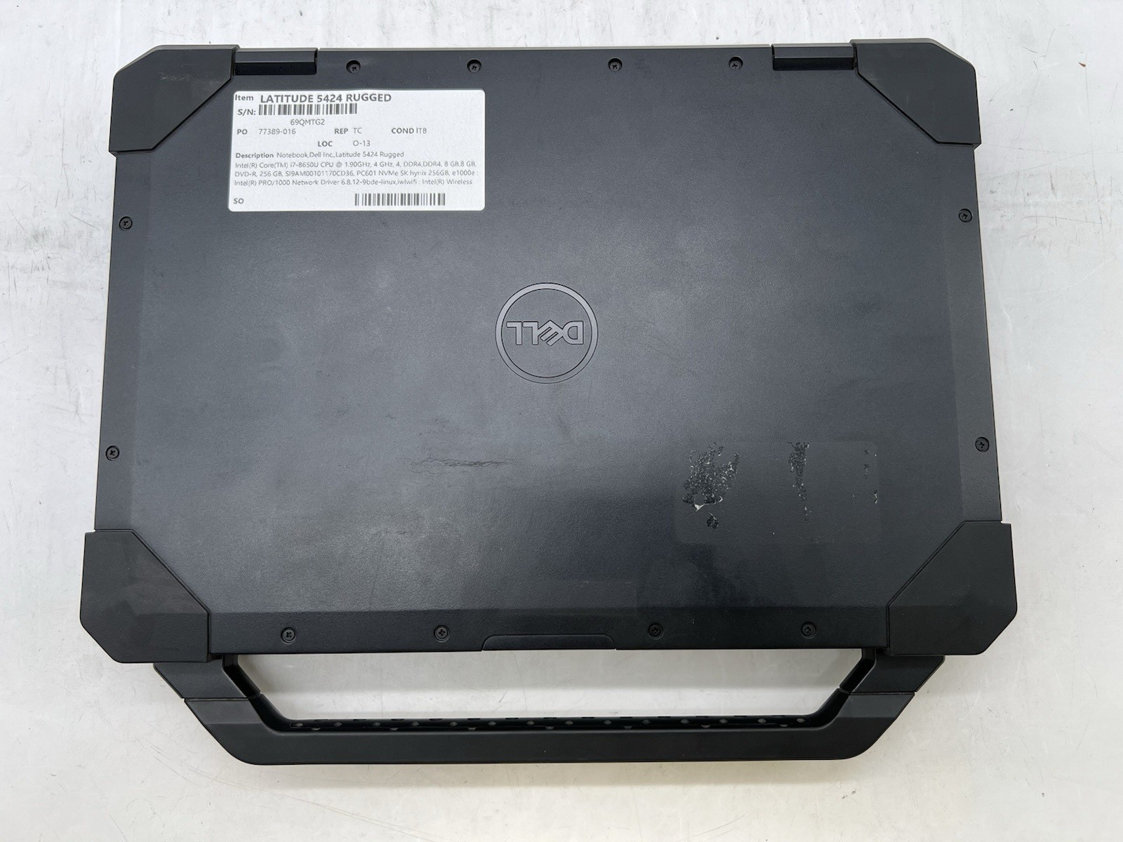 Dell Latitude 5424 Rugged, i7-8650U, 1.90GHz, 16GB RAM, 256GB NVMe-No OS/Charger