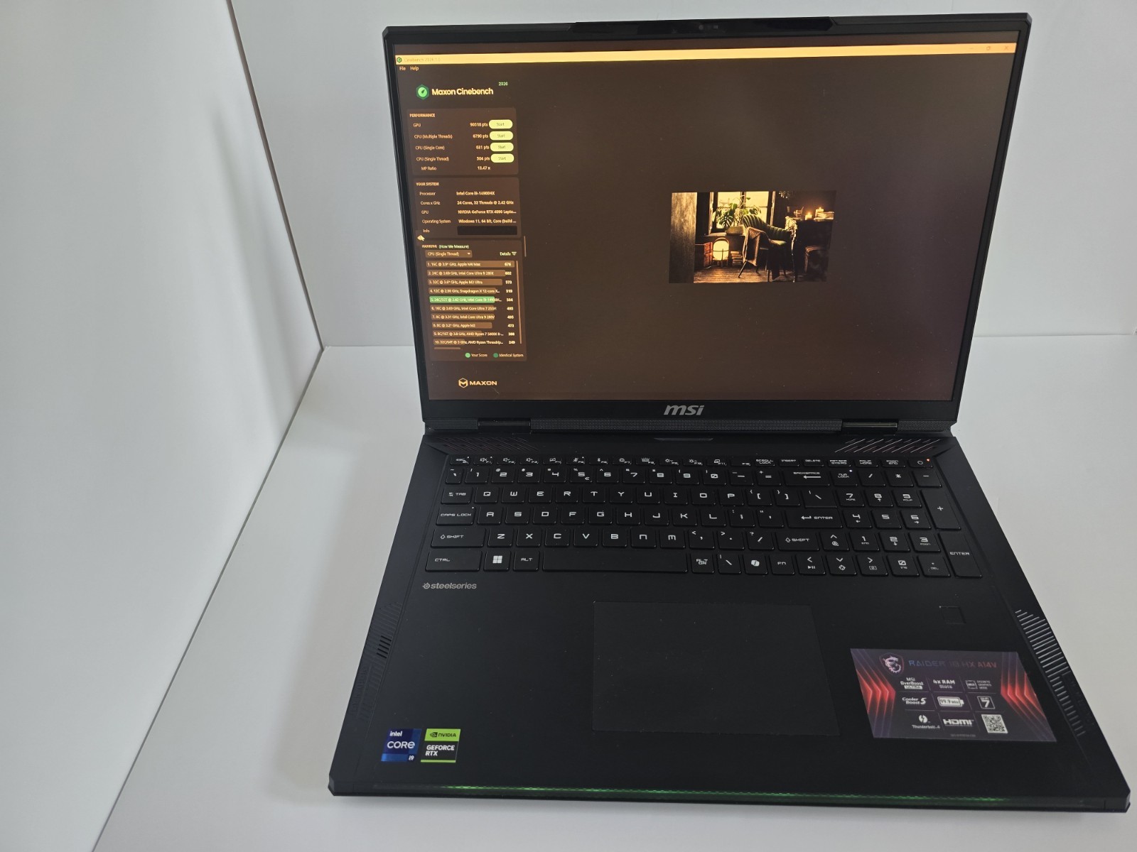 MSI Raider 18″ HX A14VHG-459US Gaming Laptop RTX 4090, 32GB RAM, 1TB SSD