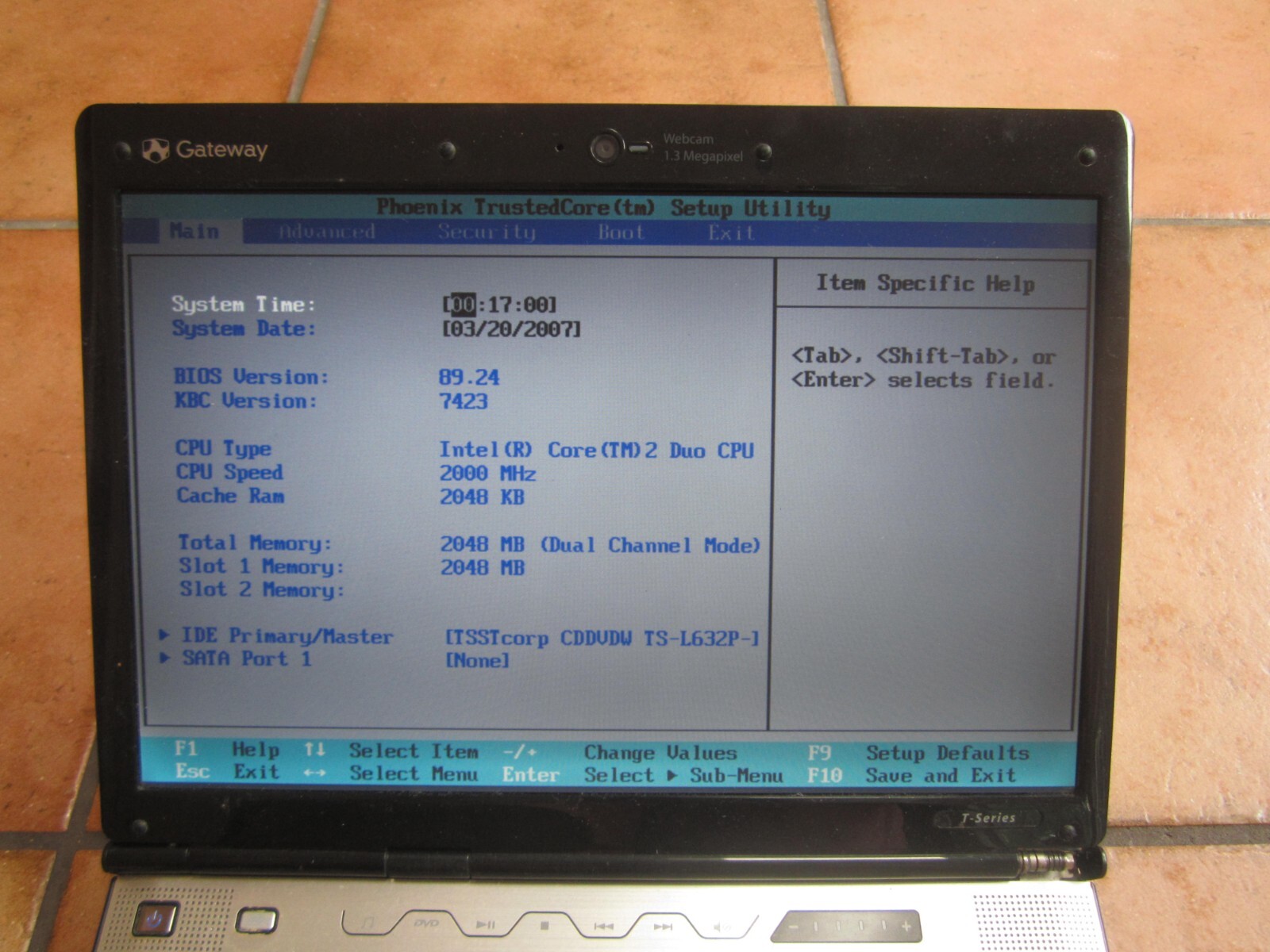 FOR PARTS – BLUE GATEWAY T-6836 W350I T-SERIES Laptop 2GBRAM NoHD BOOTS TO BIOS