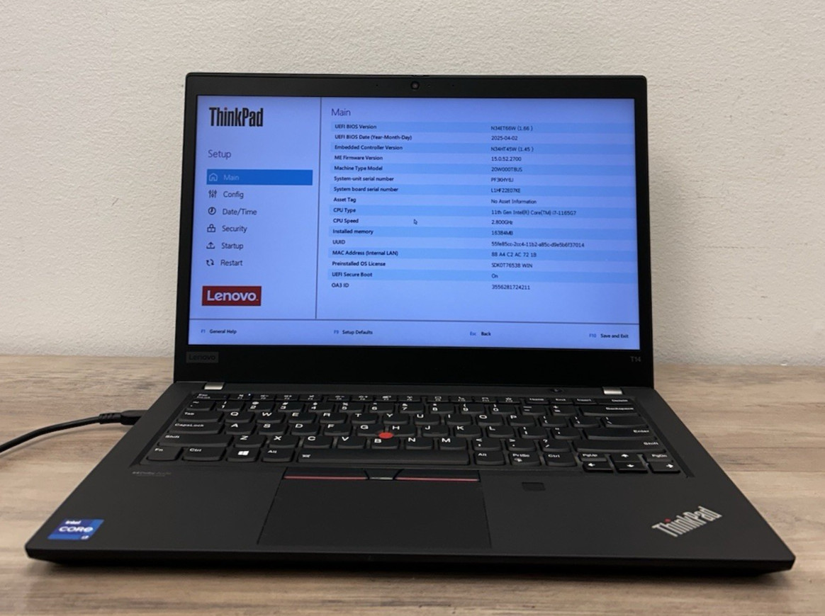 Lenovo ThinkPad T14 Gen 2 20W000T6US 14″ i7-1185G7 3.0GHz 16GB Ram 500GB SSD