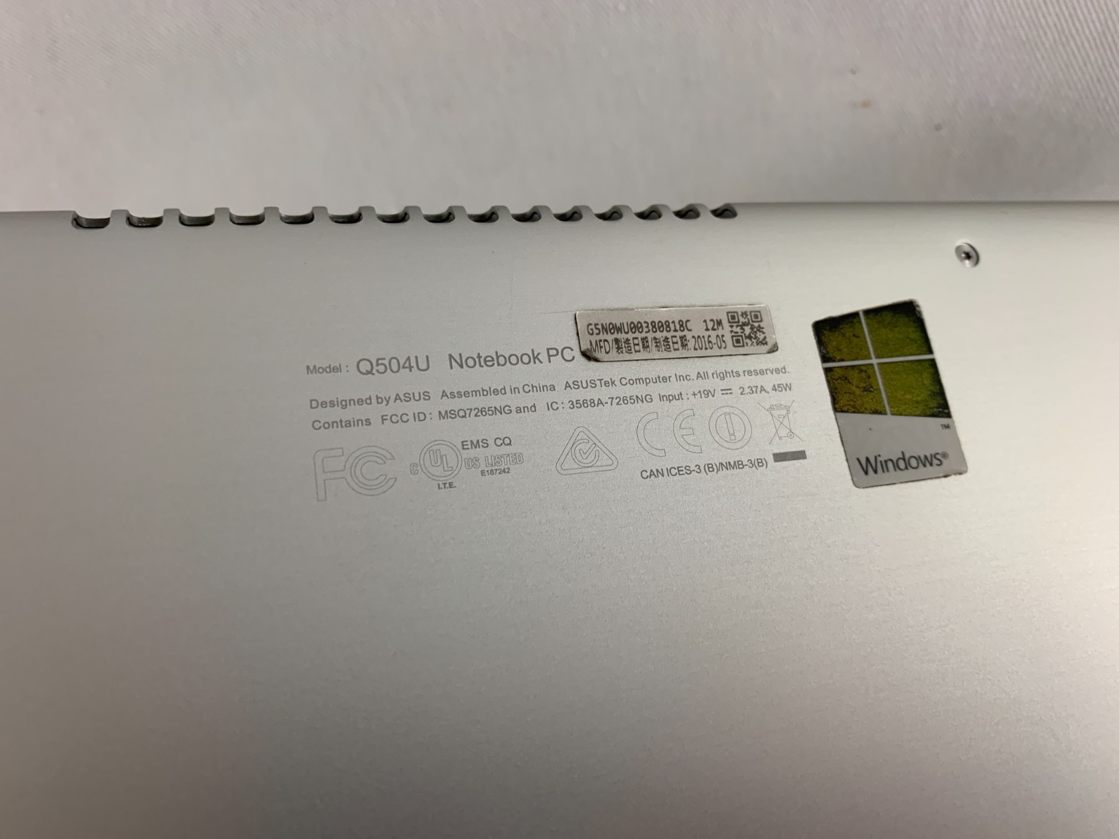 Asus Q504U Laptop, Intel Core i5-6200U 2.4GHz, 12GB RAM, 1TB HDD, Win10H