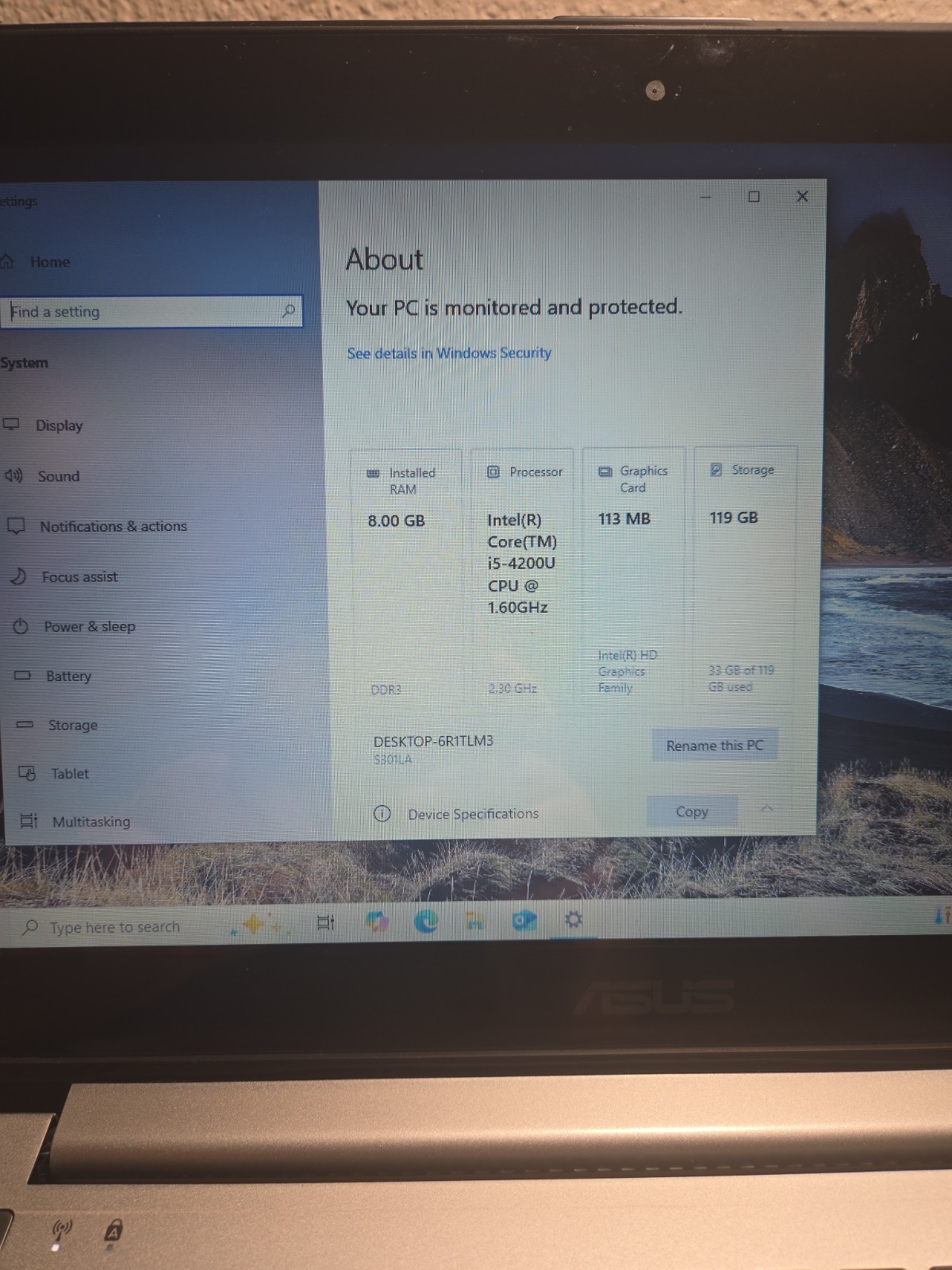 Asus Tscr 14″/ i5-4200u/ 8Gb/Ssd 120Gb/ Camera Battery doesn’t Work/NO AC #01