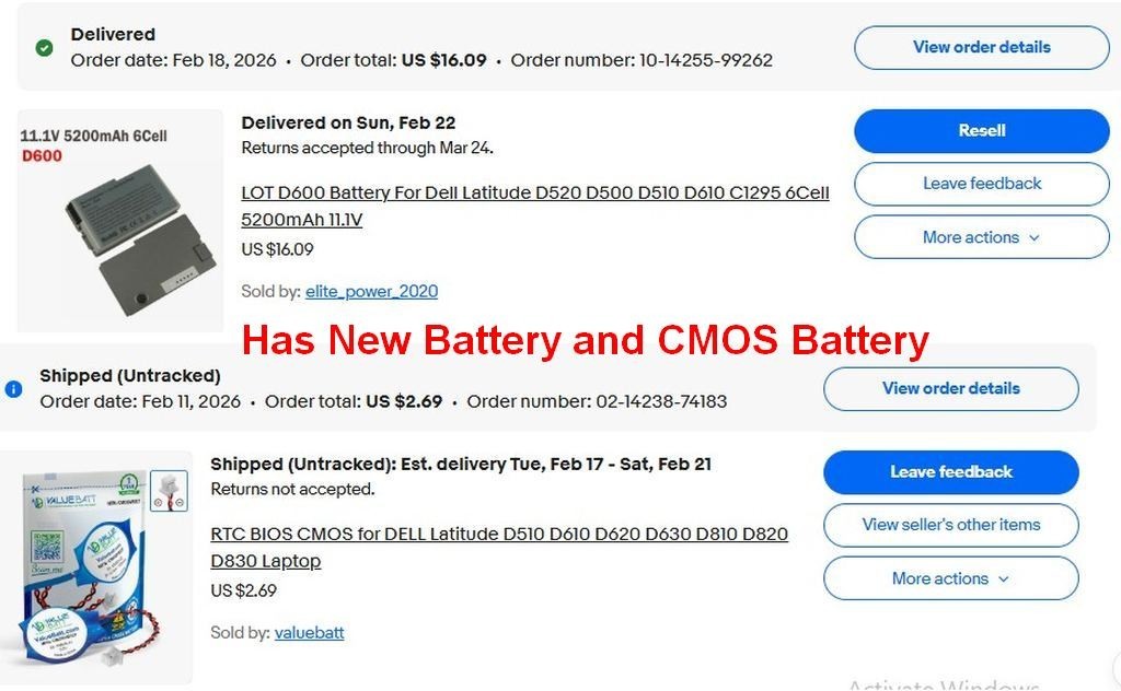 Dell D510 WinXP; 60GB HD; 2gig CDR; LPT & Serial New Battery *One Owner* WOW